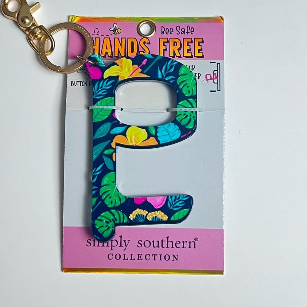 Simply Southern Hands Free Floral Tropical Print Door Opener Key Chain Accessory